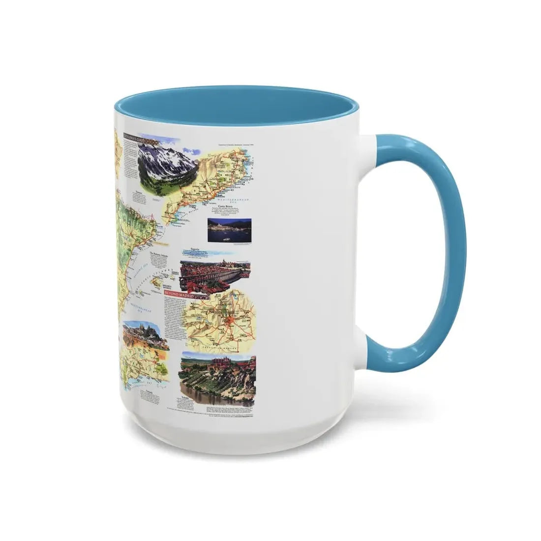 Spain and Portugal - A Traveller's Map (1998) (Map) Accent Coffee Mug - Go Mug Yourself