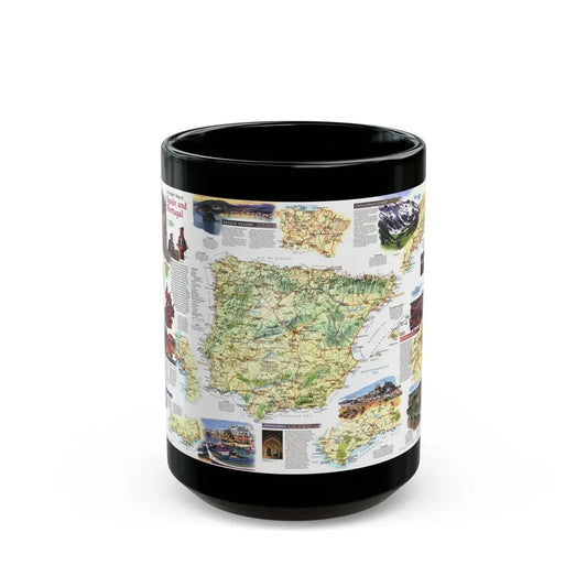 Spain and Portugal - A Traveller's Map (1998) (Map) Black Coffee Mug 15oz - Go Mug Yourself