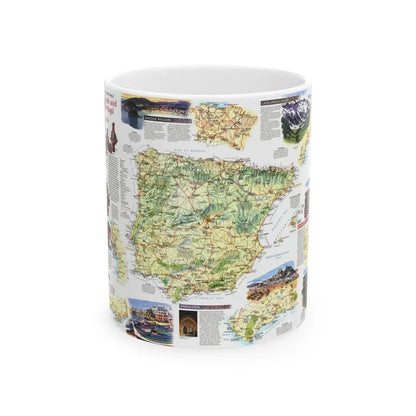 Spain and Portugal - A Traveller's Map (1998) (Map) White Coffee Mug 11oz - Go Mug Yourself