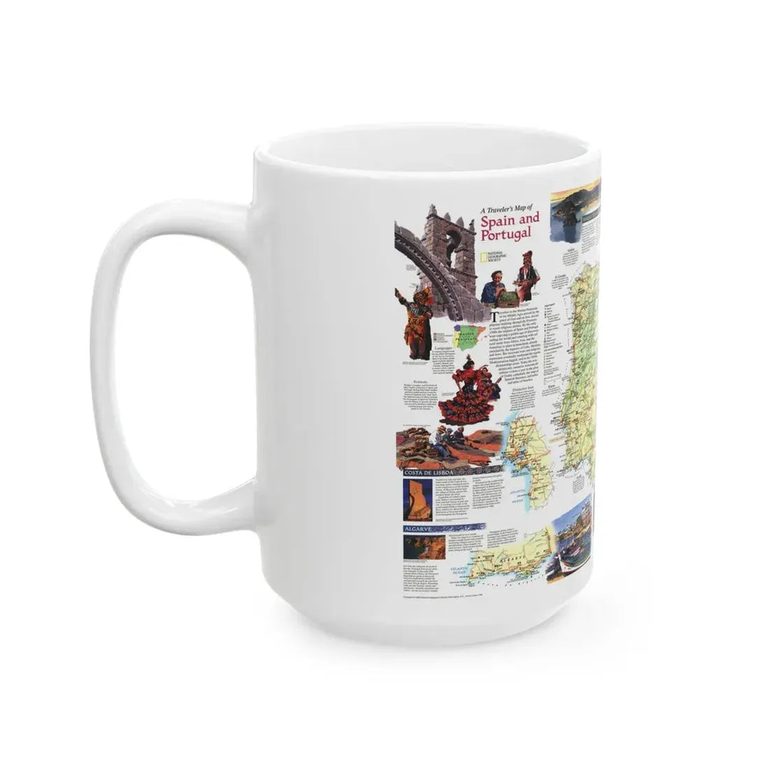 Spain and Portugal - A Traveller's Map (1998) (Map) White Coffee Mug - Go Mug Yourself