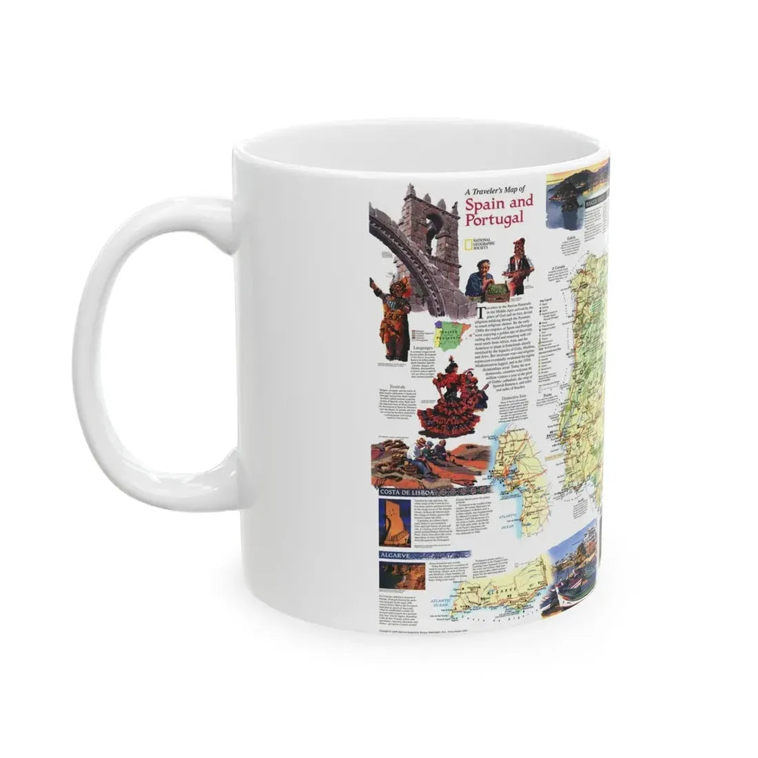 Spain and Portugal - A Traveller's Map (1998) (Map) White Coffee Mug - Go Mug Yourself