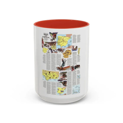 Spain and Portugal - A Traveller's Map 2 (1984) (Map) Accent Coffee Mug 15oz Red - Go Mug Yourself