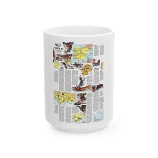 Spain and Portugal - A Traveller's Map 2 (1984) (Map) White Coffee Mug 15oz - Go Mug Yourself