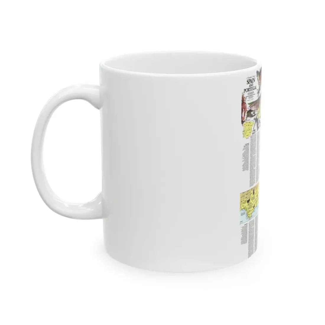 Spain and Portugal - A Traveller's Map 2 (1984) (Map) White Coffee Mug - Go Mug Yourself