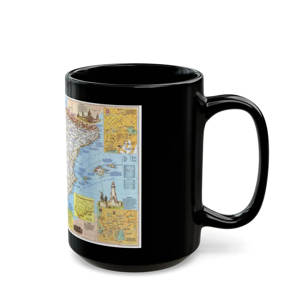 Spain and Portugal - A Traveller's Map 1 (1984) (Map) Black Coffee Mug-Go Mug Yourself