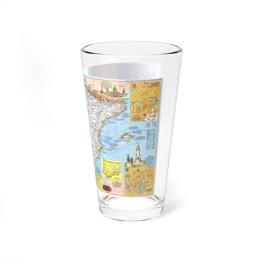 Spain and Portugal - A Traveller's Map 1 (1984) (Map) Pint Glass 16oz-Go Mug Yourself