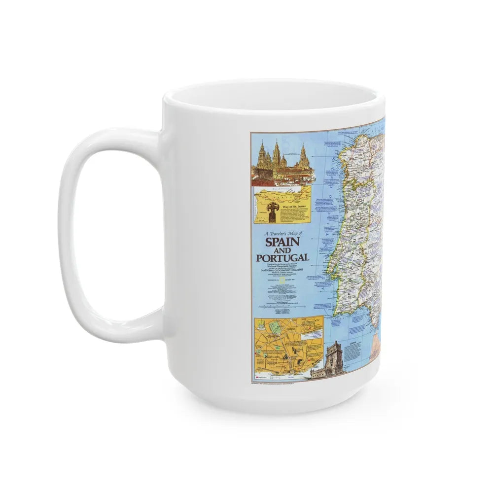 Spain and Portugal - A Traveller's Map 1 (1984) (Map) White Coffee Mug-Go Mug Yourself