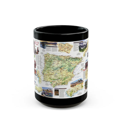 Spain and Portugal - A Traveller's Map (1998) (Map) Black Coffee Mug-15oz-Go Mug Yourself