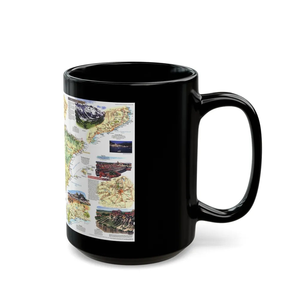 Spain and Portugal - A Traveller's Map (1998) (Map) Black Coffee Mug-Go Mug Yourself