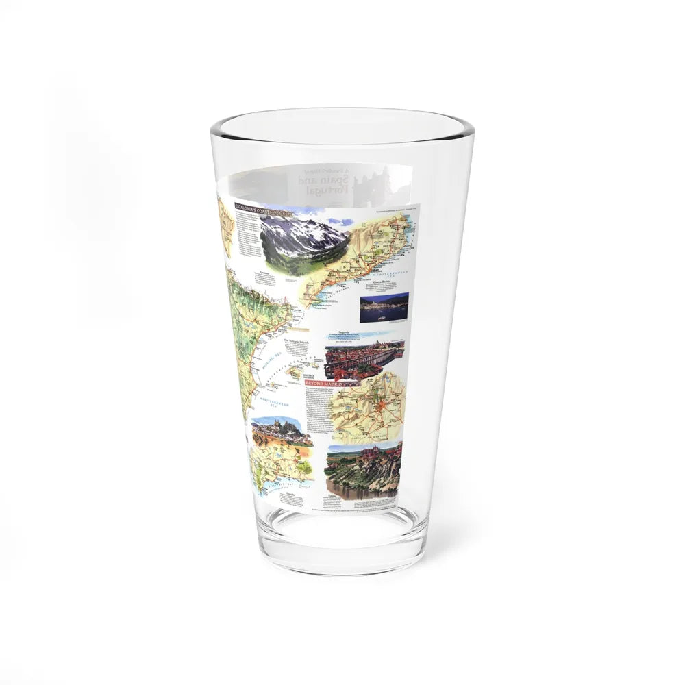 Spain and Portugal - A Traveller's Map (1998) (Map) Pint Glass 16oz-Go Mug Yourself