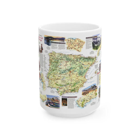 Spain and Portugal - A Traveller's Map (1998) (Map) White Coffee Mug-15oz-Go Mug Yourself