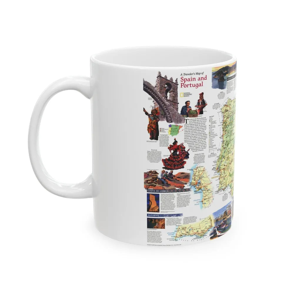 Spain and Portugal - A Traveller's Map (1998) (Map) White Coffee Mug-Go Mug Yourself