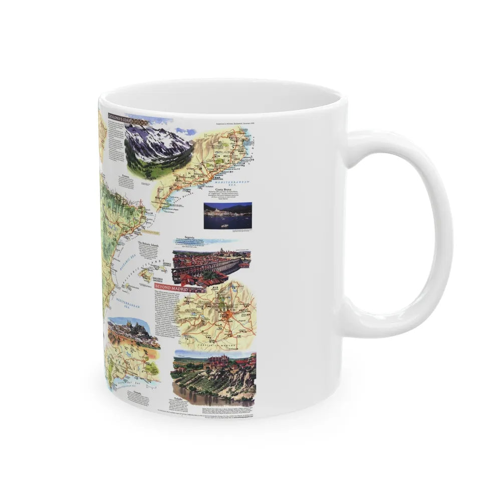 Spain and Portugal - A Traveller's Map (1998) (Map) White Coffee Mug-Go Mug Yourself