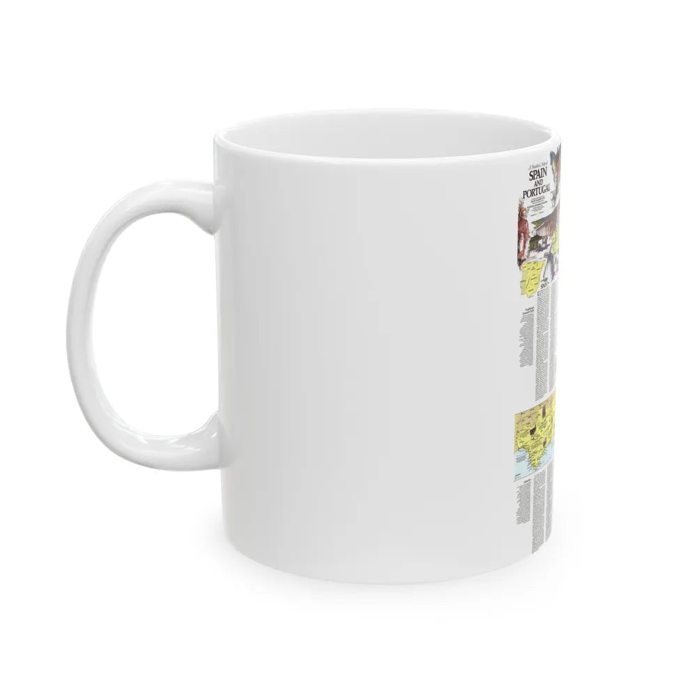 Spain and Portugal - A Traveller's Map 2 (1984) (Map) White Coffee Mug-Go Mug Yourself