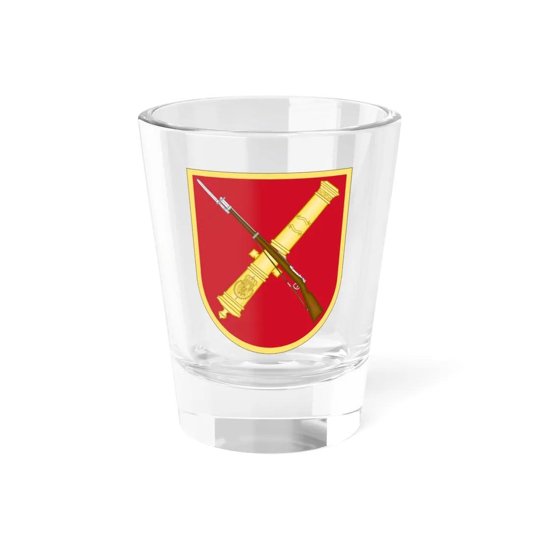 Spanish Army Weaponry Course and Graduates Emblem (Spain) (Coat of Arms) Shot Glass 1.5oz 1.5oz - Go Mug Yourself