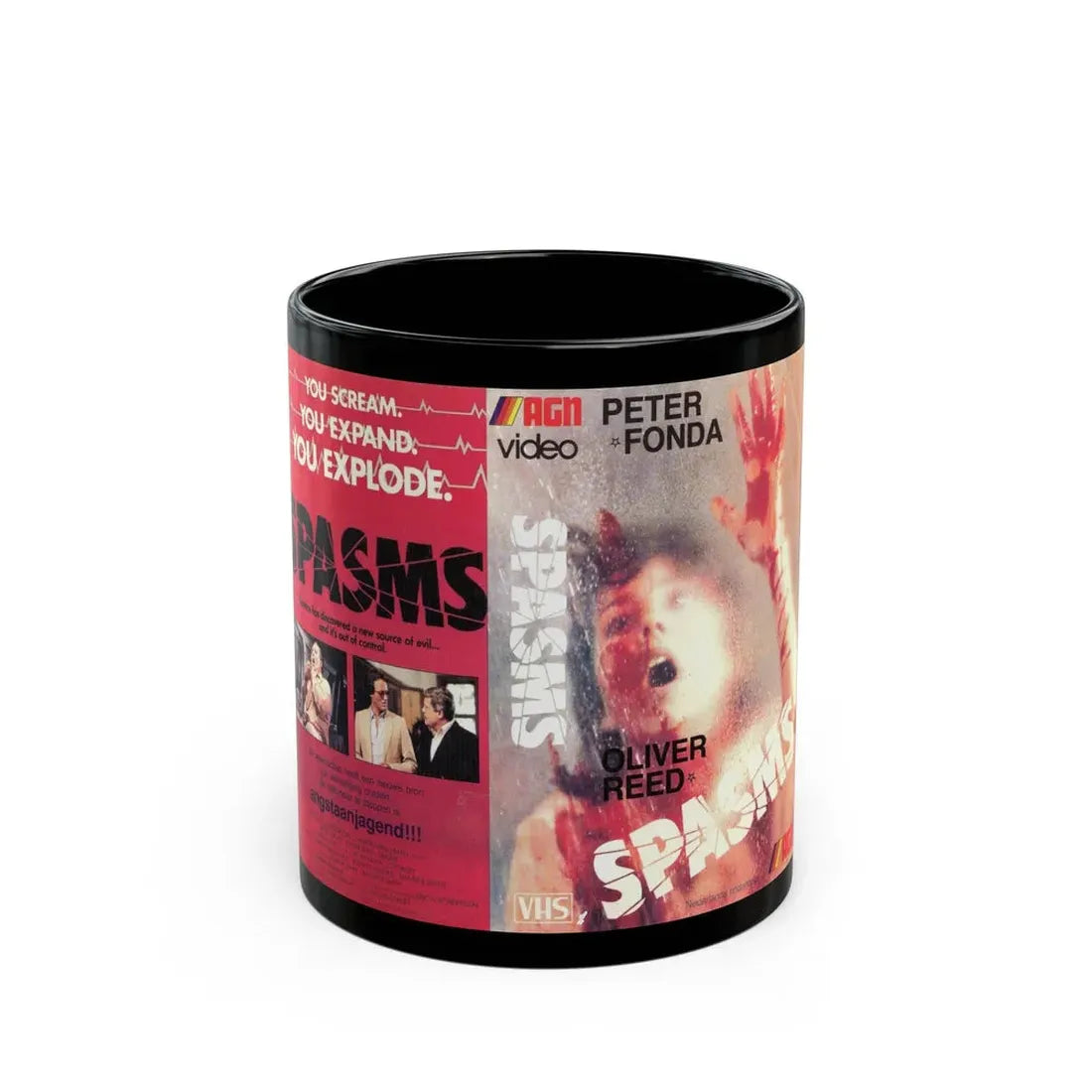 SPASMS=OLIVER REED (VHS COVER) - Black Coffee Mug 11oz - Go Mug Yourself