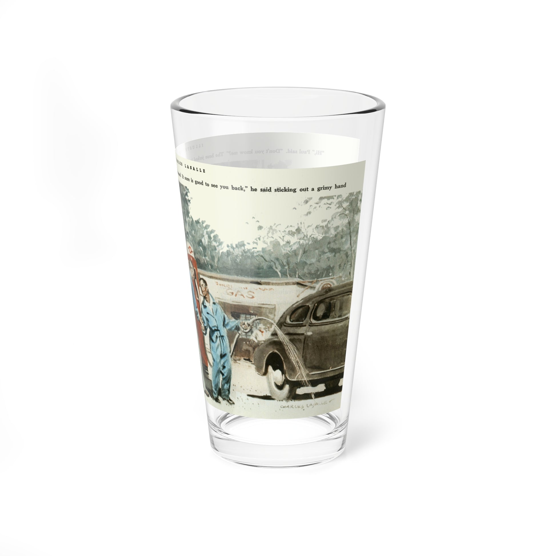 Spewing Gas On The Ground, 1946 (Magazine Illustration) Pint Glass 16oz-Go Mug Yourself