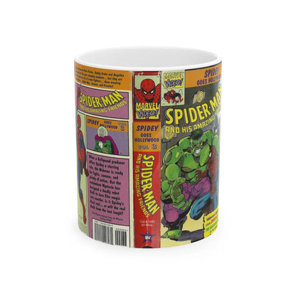 SPIDER MAN AND HIS AMAZING FRIENDS SPIDEY GOES HOLLYWOOD (VHS COVER) - White Coffee Mug-11oz-Go Mug Yourself