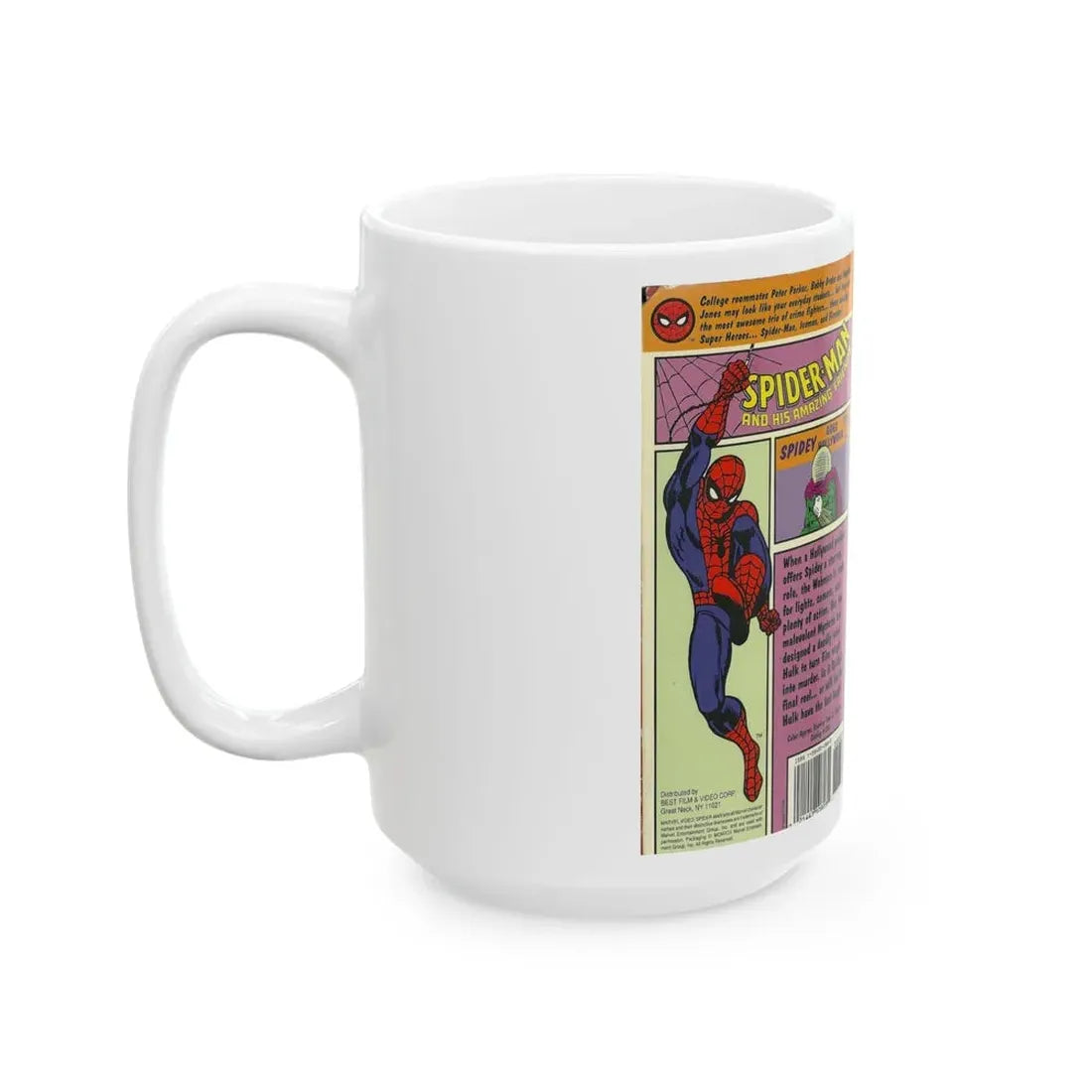 SPIDER MAN AND HIS AMAZING FRIENDS SPIDEY GOES HOLLYWOOD (VHS COVER) - White Coffee Mug - Go Mug Yourself