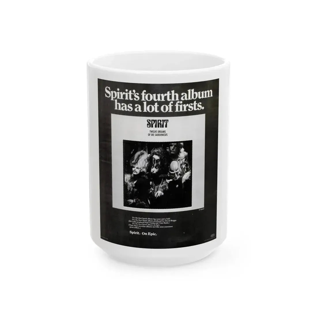 Spirit Band 1970 (Music Poster) White Coffee Mug 15oz - Go Mug Yourself