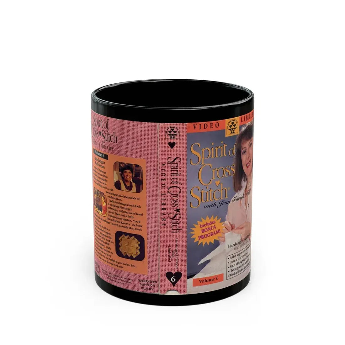 SPIRIT OF CROSS STICH (VHS COVER) - Black Coffee Mug 11oz - Go Mug Yourself