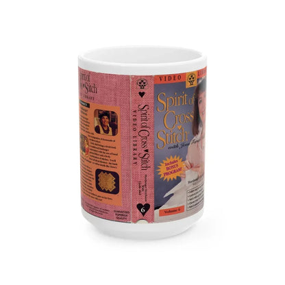 SPIRIT OF CROSS STICH (VHS COVER) - White Coffee Mug 15oz - Go Mug Yourself