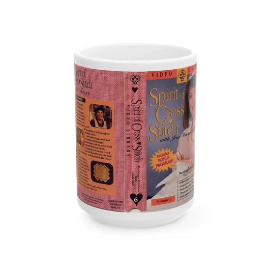 SPIRIT OF CROSS STICH (VHS COVER) - White Coffee Mug 15oz - Go Mug Yourself