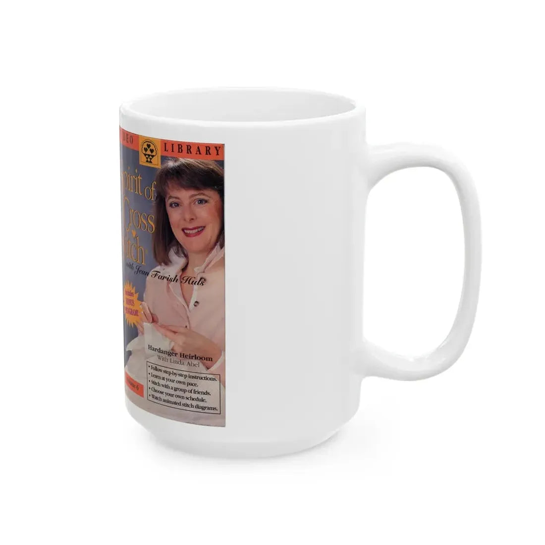 SPIRIT OF CROSS STICH (VHS COVER) - White Coffee Mug - Go Mug Yourself