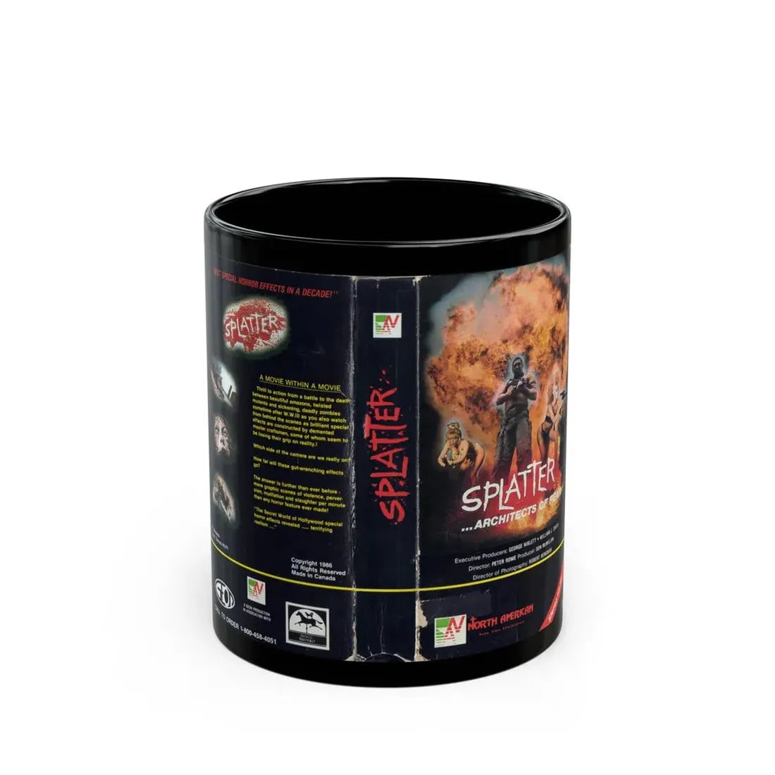 SPLATTER ARCHITECTS OF FEAR (VHS COVER) - Black Coffee Mug 11oz - Go Mug Yourself