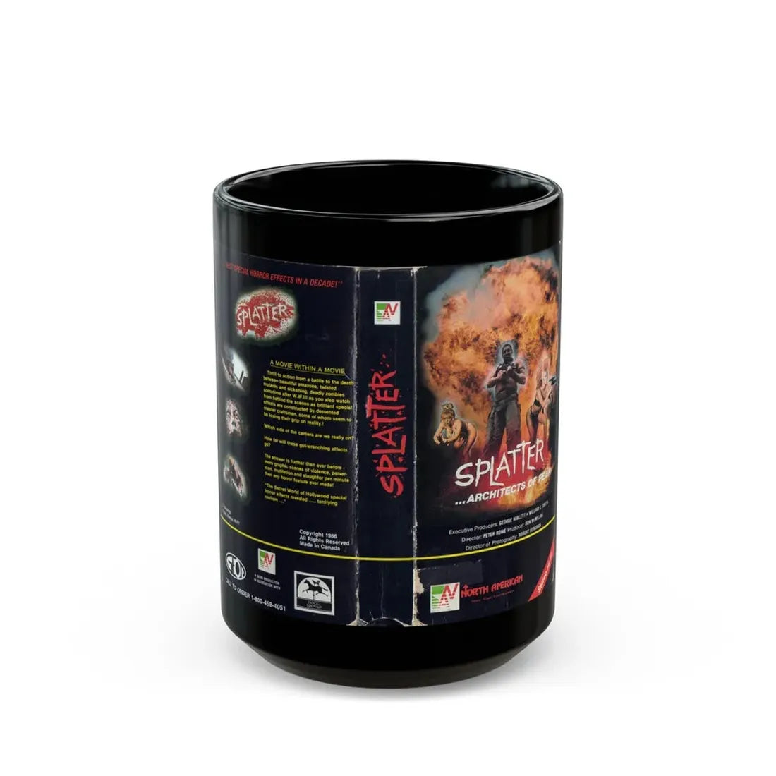 SPLATTER ARCHITECTS OF FEAR (VHS COVER) - Black Coffee Mug 15oz - Go Mug Yourself