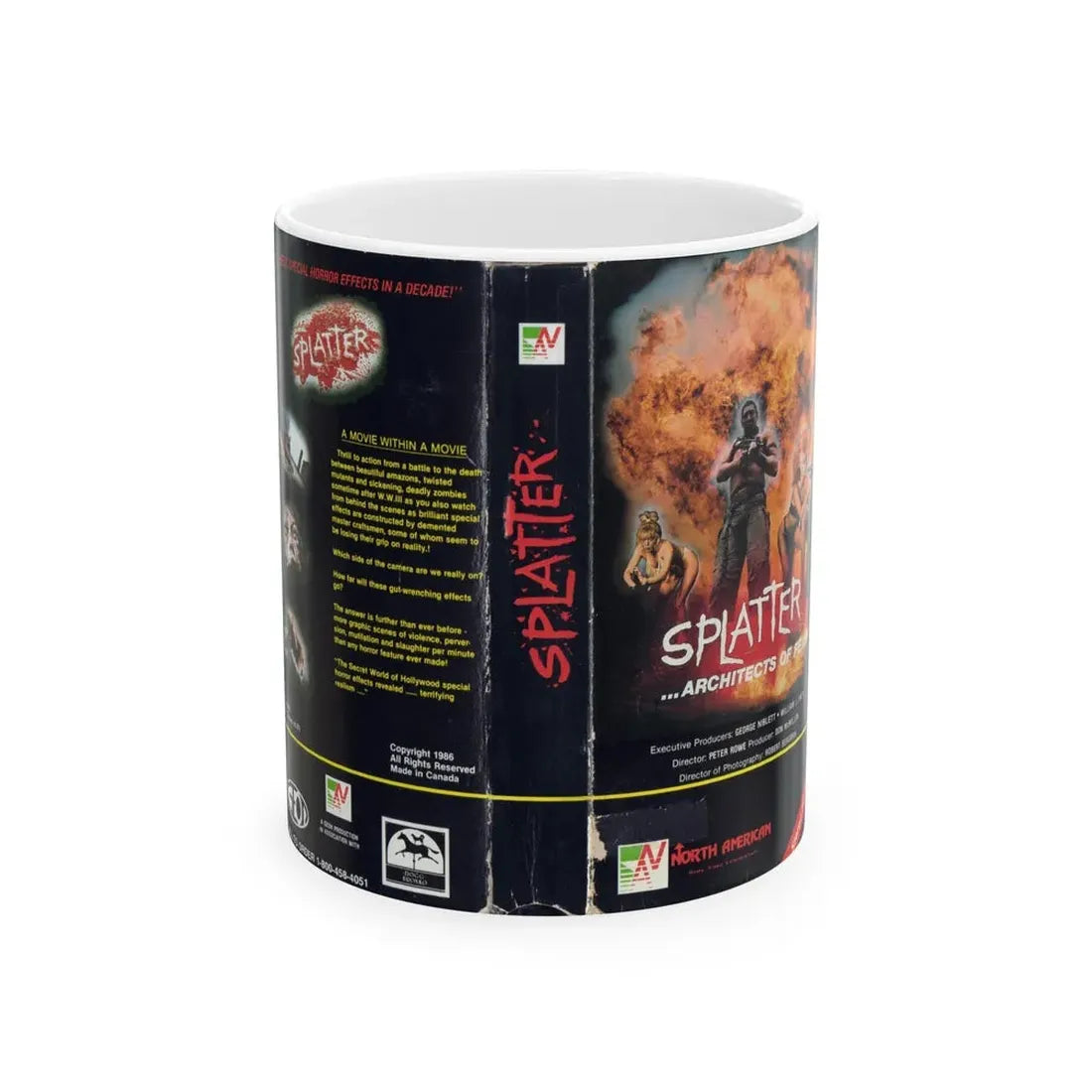 SPLATTER ARCHITECTS OF FEAR (VHS COVER) - White Coffee Mug 11oz - Go Mug Yourself