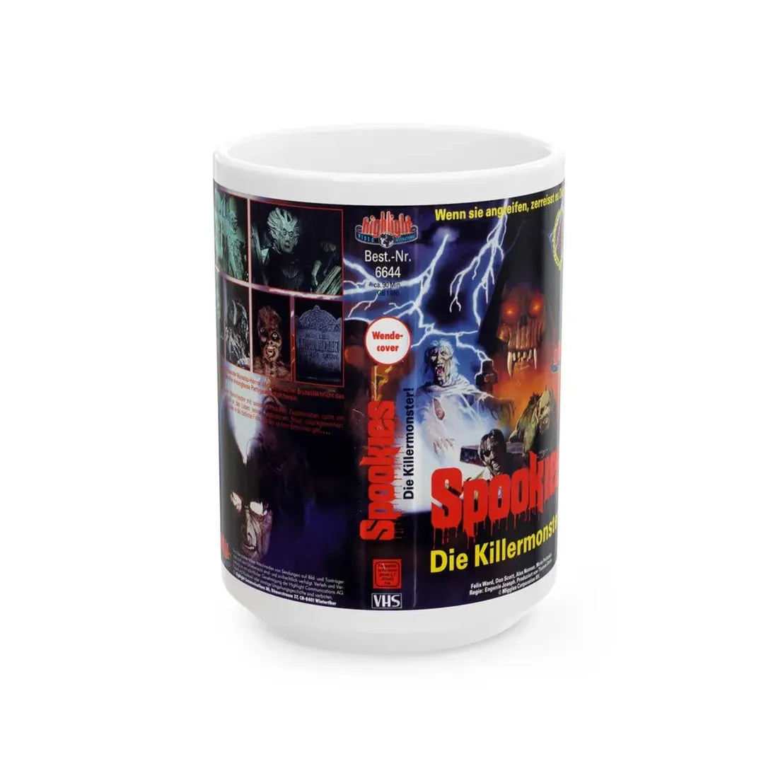 SPOOKIES GERMAN (VHS COVER) - White Coffee Mug 15oz - Go Mug Yourself