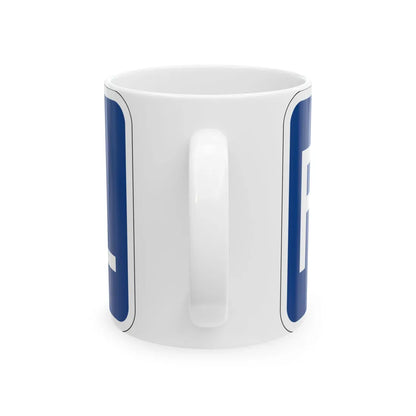 Spur plate blue es (Puerto Rico) (Road Sign) White Coffee Mug - Go Mug Yourself