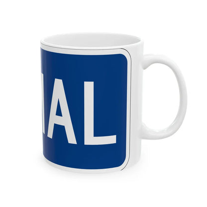 Spur plate blue es (Puerto Rico) (Road Sign) White Coffee Mug - Go Mug Yourself