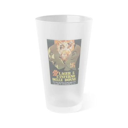 SS CAMP 5 WOMEN'S HELL (ITALIAN) 1977 Movie Poster - Frosted Pint Glass 16oz 16oz Frosted - Go Mug Yourself