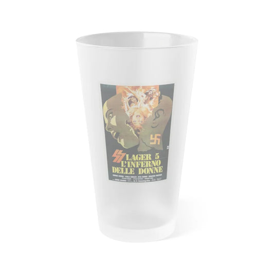 SS CAMP 5 WOMEN'S HELL (ITALIAN) 1977 Movie Poster - Frosted Pint Glass 16oz-16oz-Frosted-Go Mug Yourself