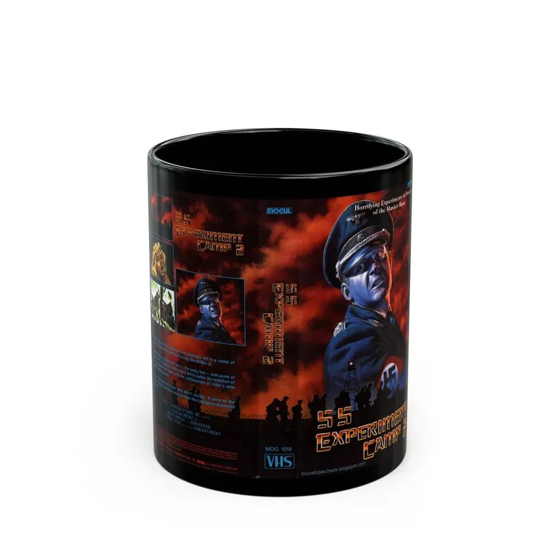 SS EXPERIMENT CAMP NAZI EXPLOITATION (VHS COVER) - Black Coffee Mug 11oz - Go Mug Yourself
