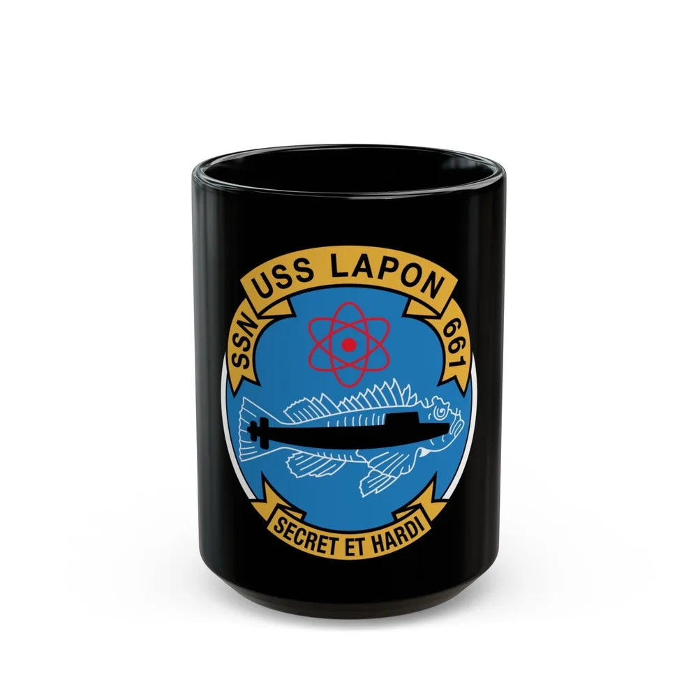 SSN USS Lapon 661 Secret ET Hardi (U.S. Navy) Black Coffee Mug-15oz-Go Mug Yourself