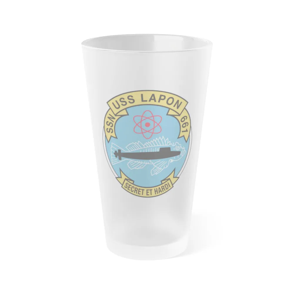 SSN USS Lapon 661 Secret ET Hardi (U.S. Navy) Frosted Pint Glass 16oz-Go Mug Yourself