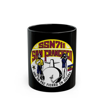 SSN711 San Francisco Oro En Paz Fierro En Guerra (U.S. Navy) Black Coffee Mug-11oz-Go Mug Yourself