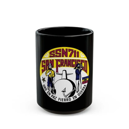 SSN711 San Francisco Oro En Paz Fierro En Guerra (U.S. Navy) Black Coffee Mug-15oz-Go Mug Yourself