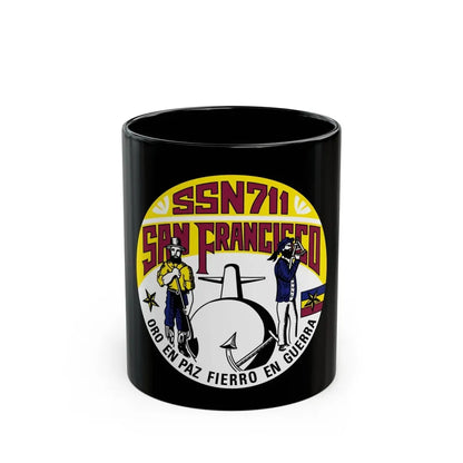 SSN711 San Francisco Oro En Paz Fierro En Guerra (U.S. Navy) Black Coffee Mug 11oz - Go Mug Yourself