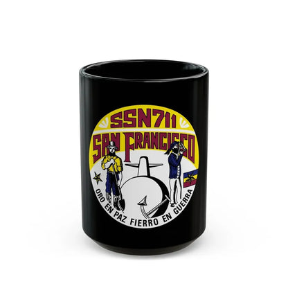 SSN711 San Francisco Oro En Paz Fierro En Guerra (U.S. Navy) Black Coffee Mug 15oz - Go Mug Yourself
