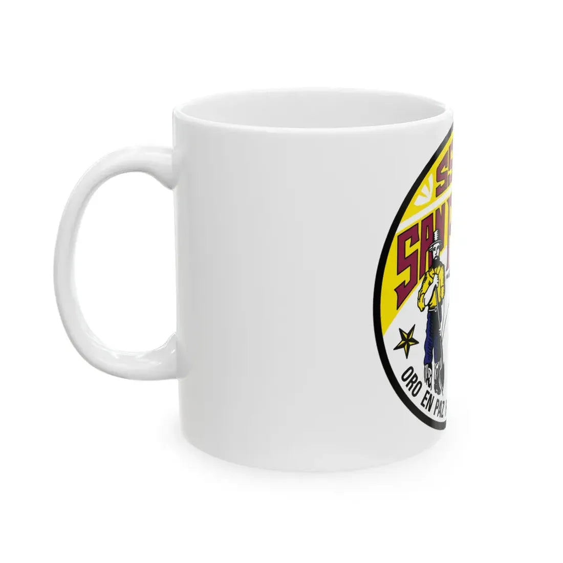 SSN711 San Francisco Oro En Paz Fierro En Guerra (U.S. Navy) White Coffee Mug - Go Mug Yourself