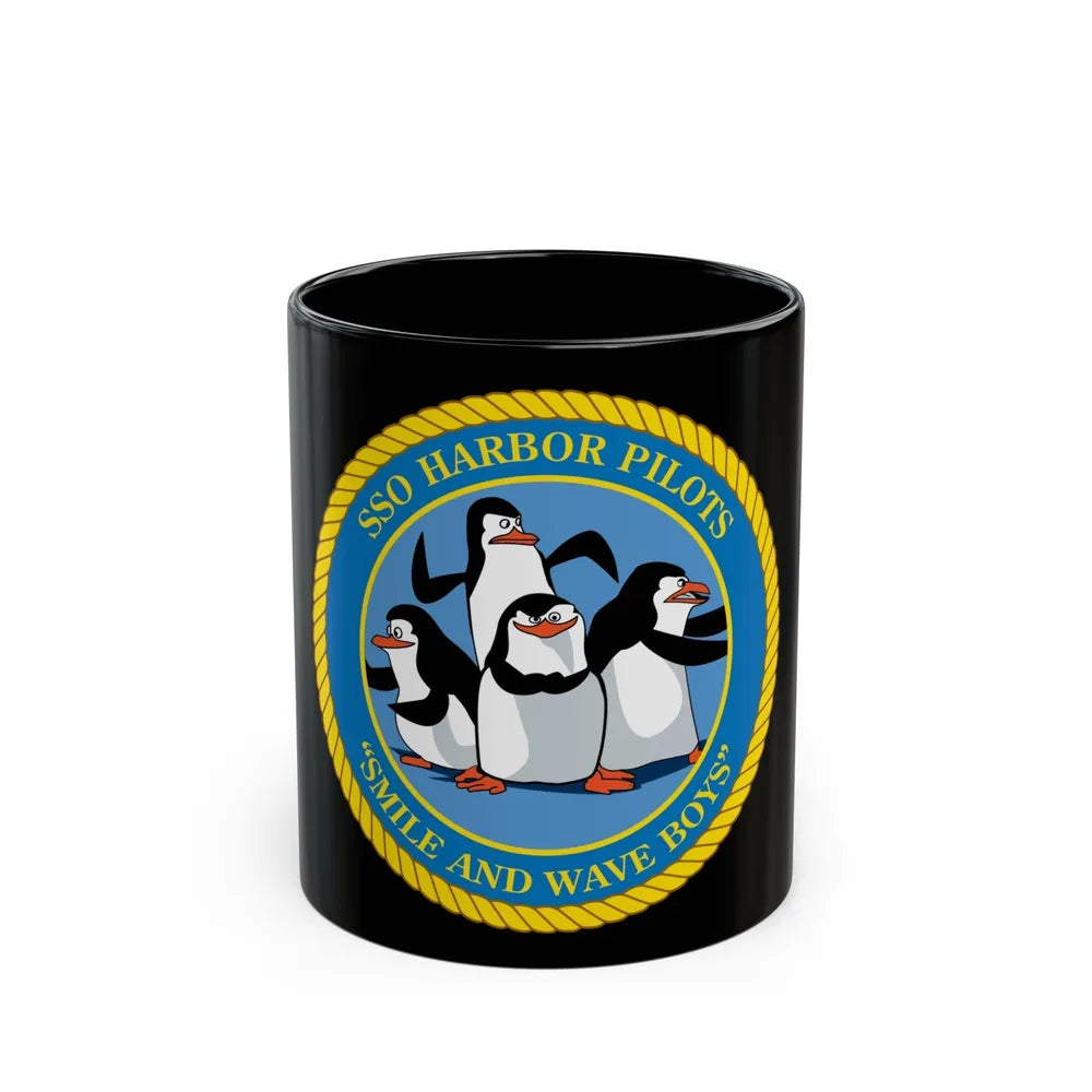 SSO Harbor Pilots Smile and Wave Boys (U.S. Navy) Black Coffee Mug-11oz-Go Mug Yourself