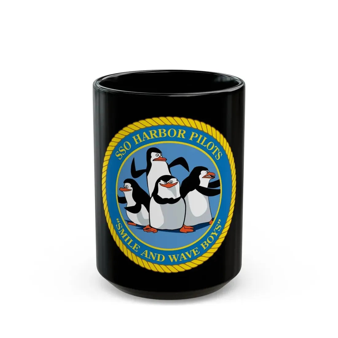 SSO Harbor Pilots Smile and Wave Boys (U.S. Navy) Black Coffee Mug 15oz - Go Mug Yourself