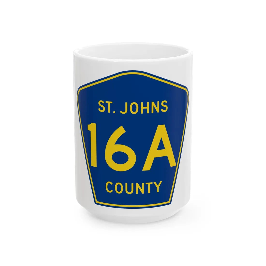 St. Johns County 16A (Florida) (Road Sign) White Coffee Mug 15oz - Go Mug Yourself