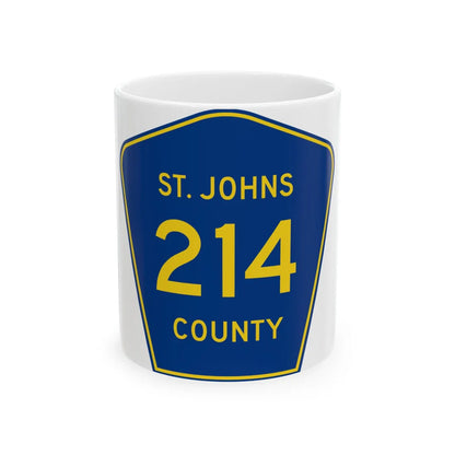 St. Johns County 214 (Florida) (Road Sign) White Coffee Mug 11oz - Go Mug Yourself