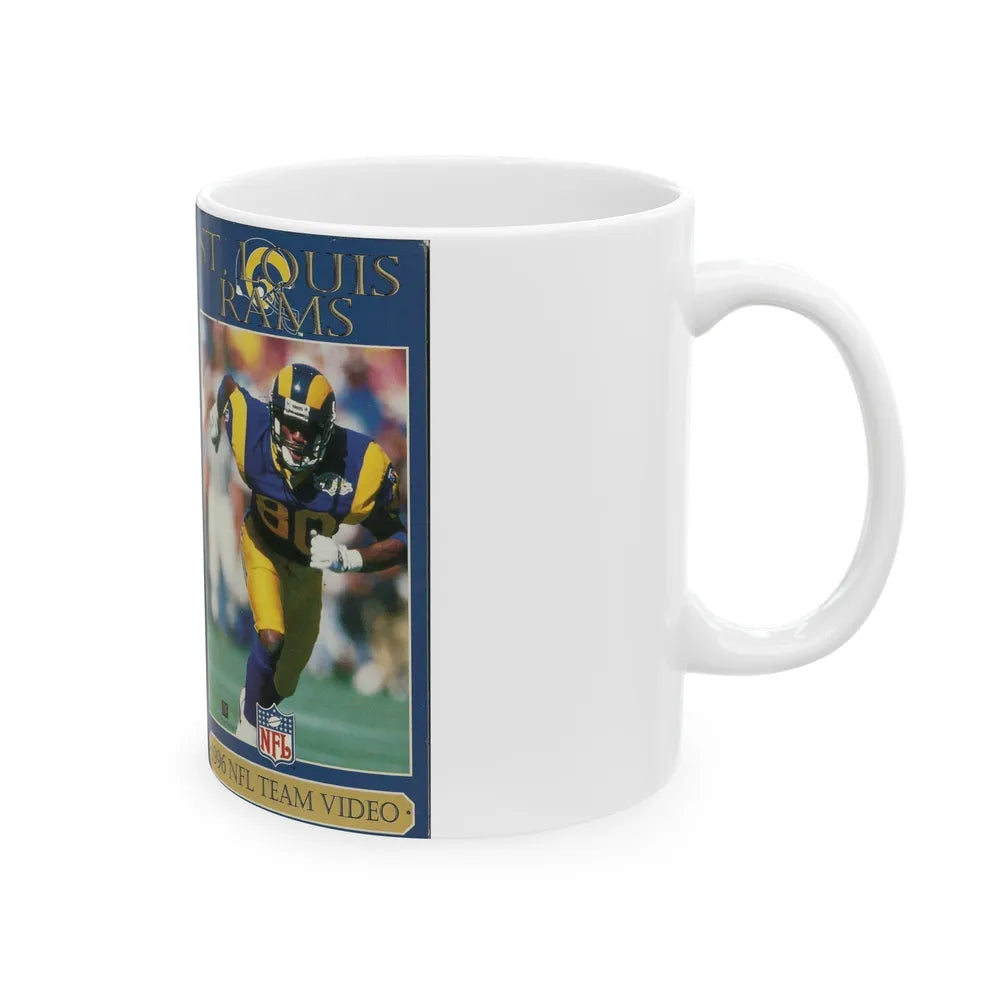 ST LOUIS RAMS 1996 NFL TEAM VIDEO (VHS COVER) - White Coffee Mug-Go Mug Yourself