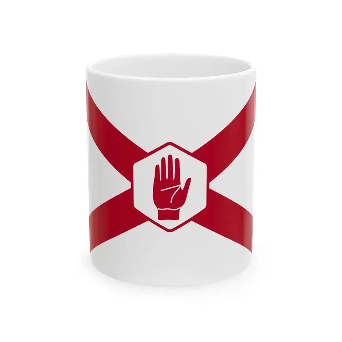 St. Patricks Northern Ireland Flag Hexagon (Ireland) White Coffee Mug 11oz - Go Mug Yourself